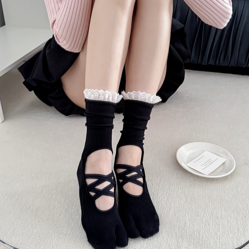 레이스 장식이 있는 발가락 분리형 요가 양말, 여성용, - Medias Para Pilates Y Yoga 리뷰 및 가격