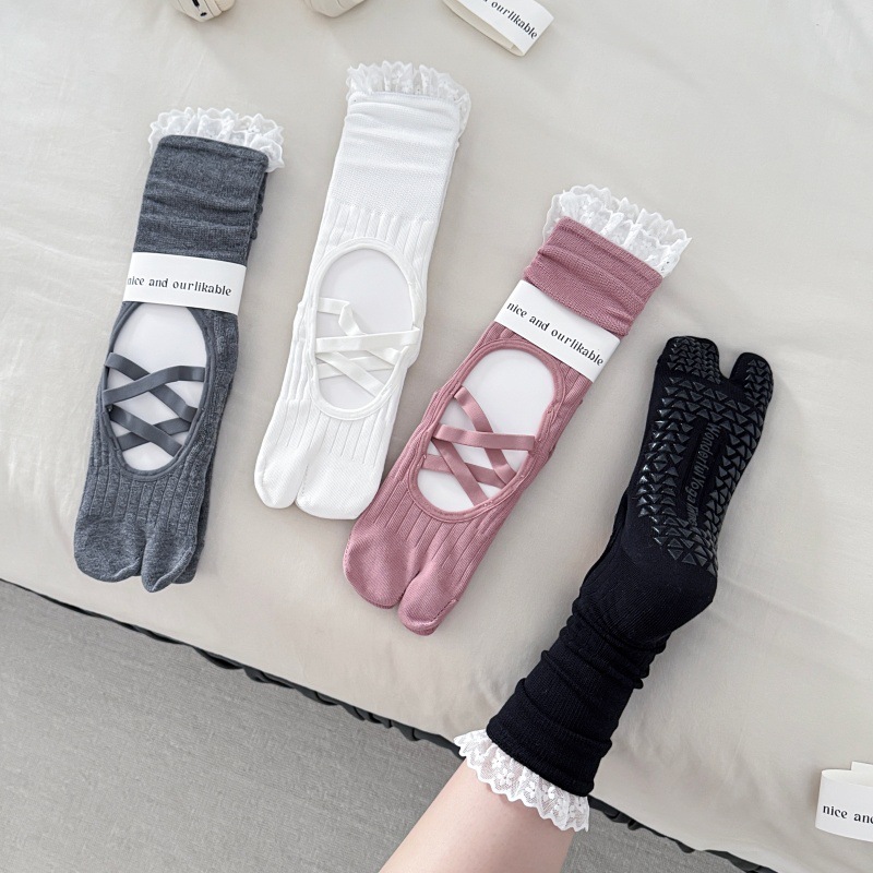 레이스 장식이 있는 발가락 분리형 요가 양말, 여성용, - Medias Para Pilates Y Yoga 리뷰 및 가격