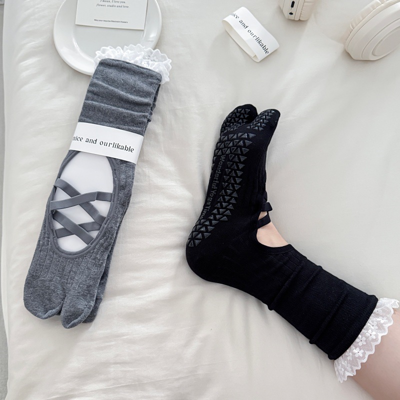 레이스 장식이 있는 발가락 분리형 요가 양말, 여성용, - Medias Para Pilates Y Yoga 리뷰 및 가격